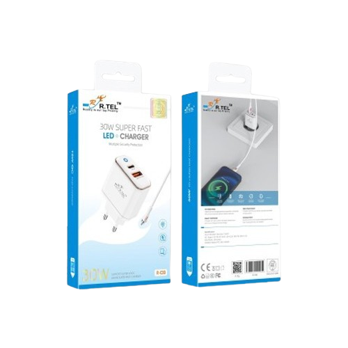 R.TEL R-C30 Smartphone 30W PD Charger with Lightning Cable